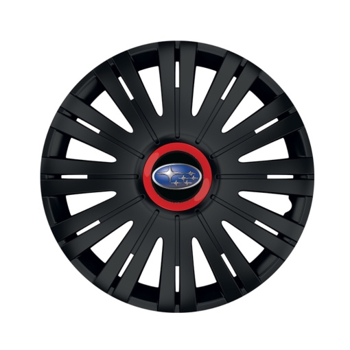 Set 4 capace roti Negre Cu Inel Rosu Active R16 pentru gama auto Subaru