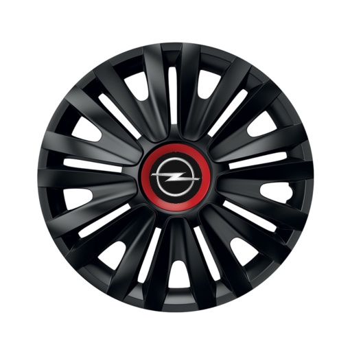 Set 4 capace roti Negre Cu Inel Rosu Royal R15 pentru gama auto Opel
