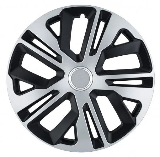Set capace roti model Raven Gri-Negru cu inel cromat - 15 inch,