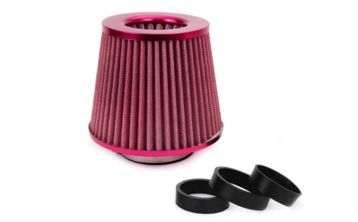 Filtru de aer conic roșu universal + 3 adaptoare