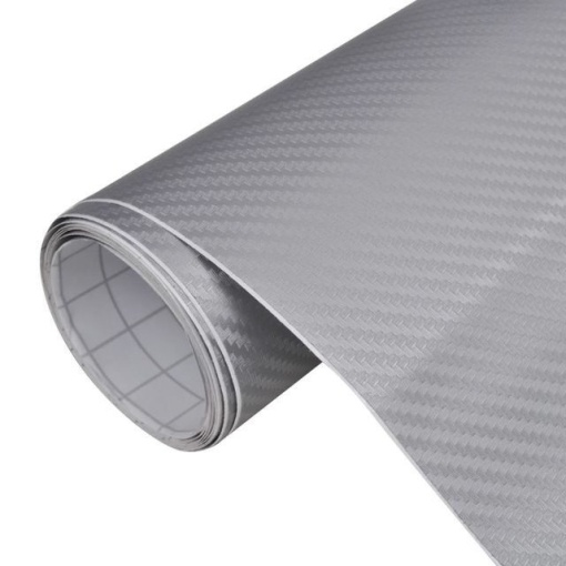 Folie carbon auto 3D, 1 x 1.27 m, Argintiu