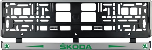 Set 2 bucati, suport numar inmatriculare argintiu Skoda II