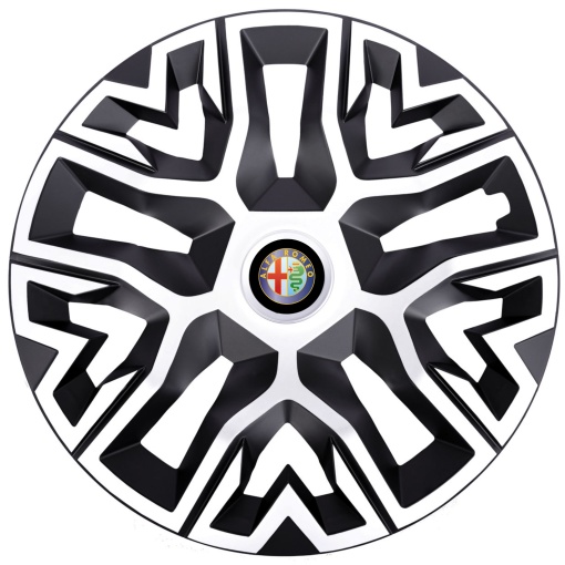 Set 4 Capace Roti 16 `` Best Alb-Negru, Compatibile Cu Alfa Romeo