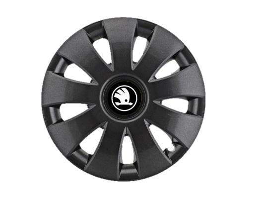 Set 4 Capace Roti Autohelix MSA® potrivite jantelor de 15 inch, pentru Skoda Alb Negru model Aura Black
