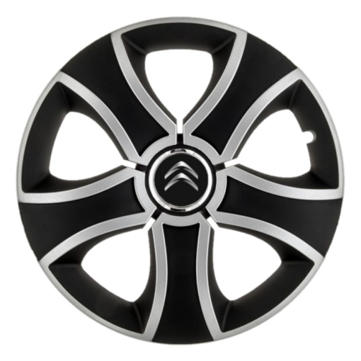 Set 4 capace roti Bis Gri-Negru R15 pentru gama auto Citroen