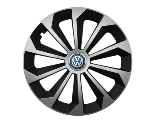Set 4 capace roti Fame Gri-Negru cu inel R16, pentru gama auto Volkswagen