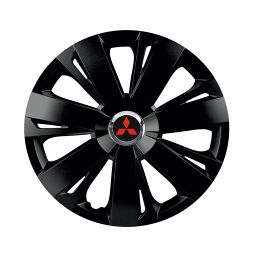 Set 4 capace roti Negre Cu Inel Cromat Energy R16 pentru gama auto Mitsubishi