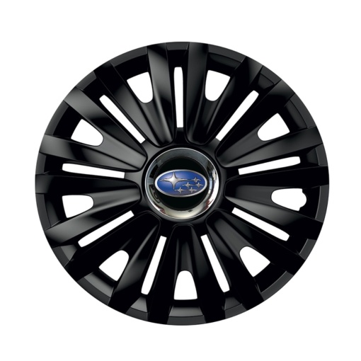 Set 4 capace roti Negre Cu Inel Cromat Royal R15 pentru gama auto Subaru