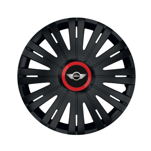 Set 4 capace roti Negre Cu Inel Rosu Active R15 pentru gama auto Mini