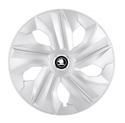 Set 4 Capace Roti Autohelix MSA® potrivite jantelor de 14 inch, pentru Skoda Alb Negru model Luna Crom