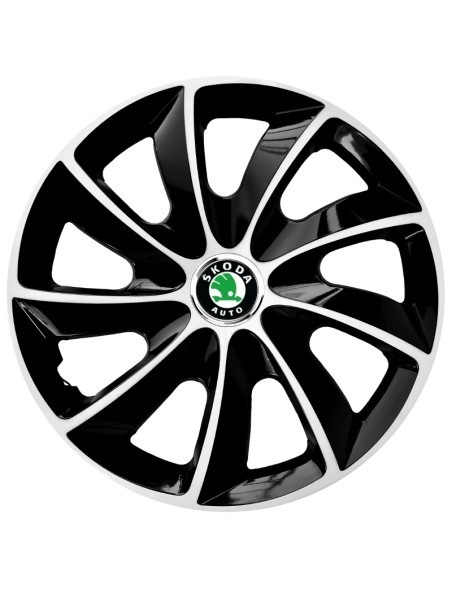 Set 4 Capace Roti Autohelix MSA® potrivite jantelor de 14 inch, pentru Skoda, model Stig Extra Black & White