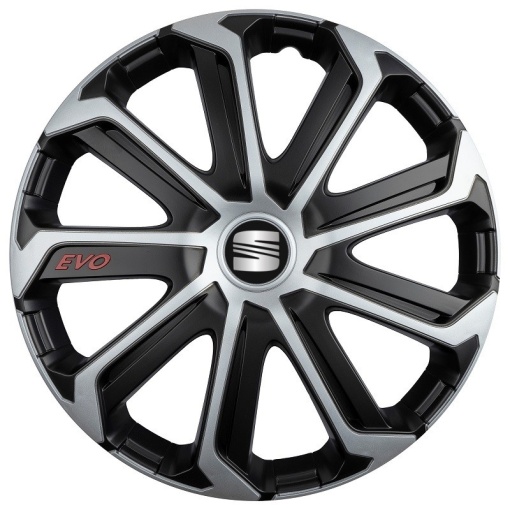 Set 4 Capace Roti Evo Gri-Negru R15, pentru SEAT
