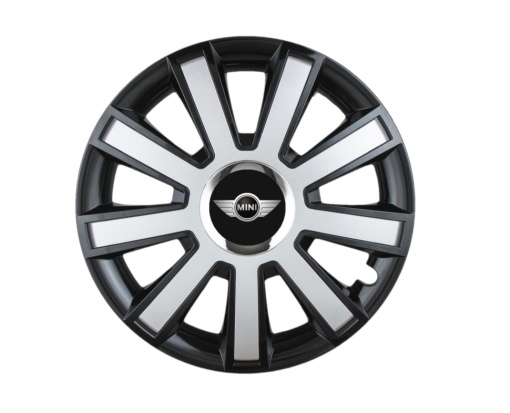 Set 4 capace roti Flash Gri-Negru R14 pentru gama auto Mini Cooper