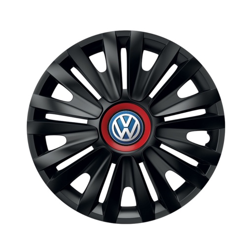 Set 4 capace roti Negre Cu Inel Rosu Royal R15 pentru gama auto Volkswagen