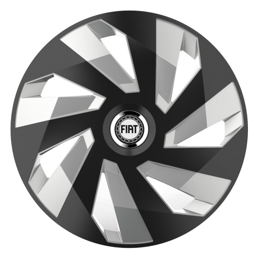 Set 4 Capace Roti, potrivite jantelor de R16, pentru Fiat, model vector black and silver