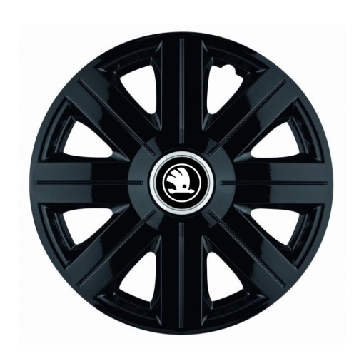 Set 4 Capace Roti Autohelix MSA® potrivite jantelor de 14 inch, pentru Skoda Alb Negru model Cosmos Black