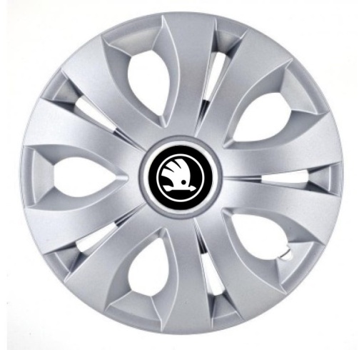 Set 4 Capace Roti Autohelix MSA® potrivite jantelor de 16 inch, Compatibil Cu Skoda Nou Alb-Negru, model Top Gray