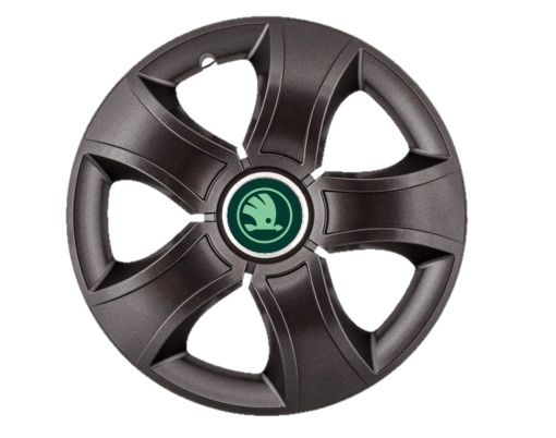 Set 4 Capace Roti Bis Negru R14, pentru Skoda Verde