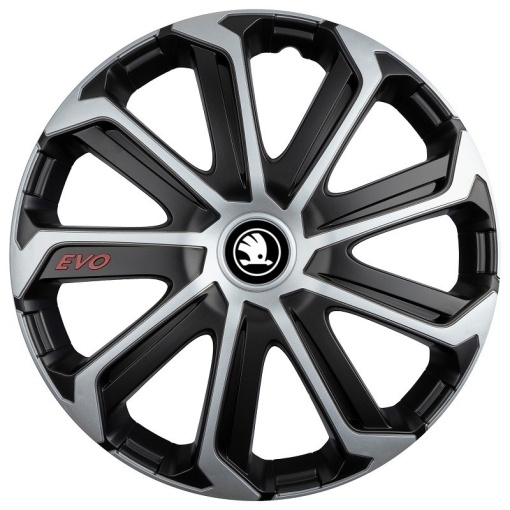 Set 4 Capace Roti Evo Gri-Negru R15, pentru Skoda Nou Alb-Negru