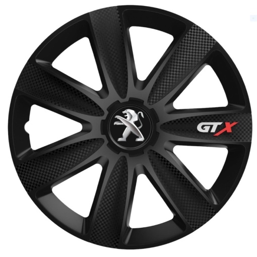 Set 4 Capace Roti GTX Carbon Negru R16, Compatibil Cu Peugeot