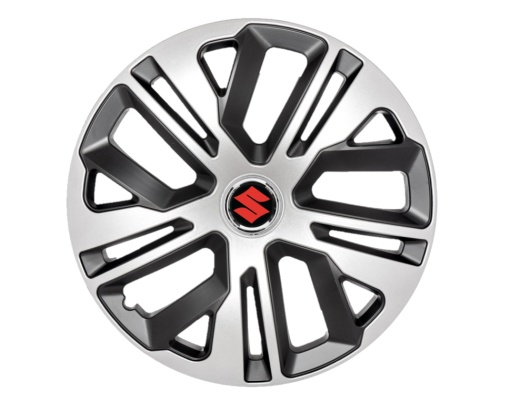 Set 4 capace roti, model Raven Gri-Negru R14, Compatibile cu Suzuki
