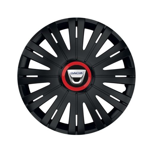 Set 4 capace roti Negre Cu Inel Rosu Active R16 pentru gama auto Dacia
