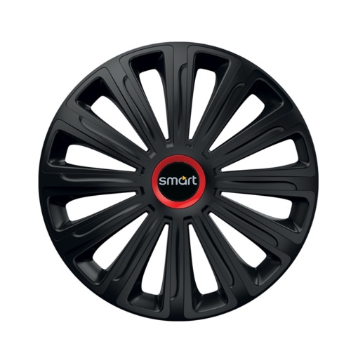 Set 4 capace roti Negre Cu Inel Rosu Trend R16 pentru gama auto Smart