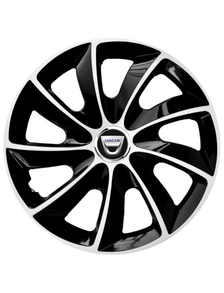 Set 4 Capace Roti Autohelix MSA® potrivite jantelor de 16 inch, pentru Dacia, model Stig Extra Black & White