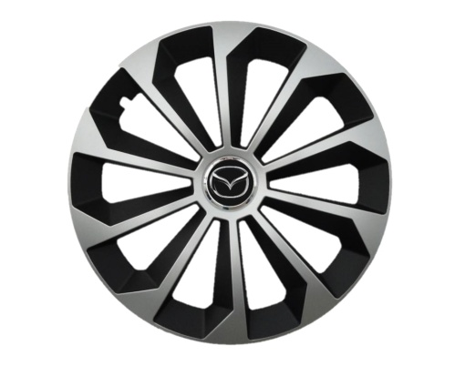 Set 4 capace roti Fame Gri-Negru cu inel R15, pentru gama auto Mazda