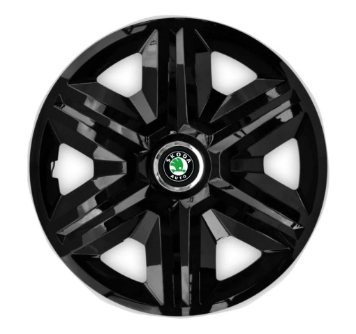 Set 4 capace roti hubcaps fast black R16 pentru gama auto Skoda
