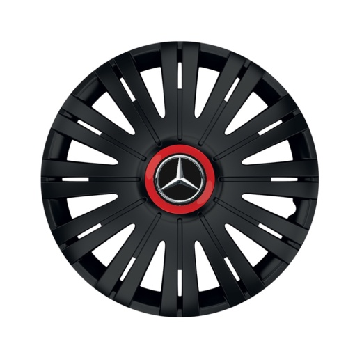 Set 4 capace roti Negre Cu Inel Rosu Active R15 pentru gama auto Mercedes-Benz