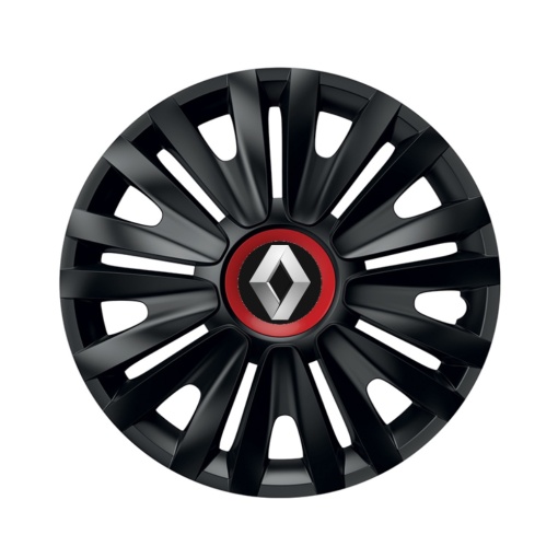 Set 4 capace roti Negre Cu Inel Rosu Royal R16 pentru gama auto Renault