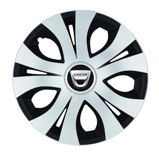 Set 4 Capace Roti Top Gri-Negru R15, Compatibil Cu Dacia