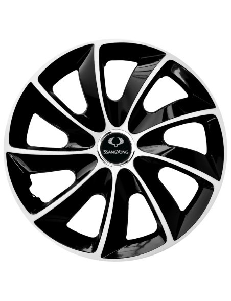 Set 4 Capace Roti Autohelix MSA® potrivite jantelor de 15 inch, pentru SsangYong, model Stig Extra Black & White