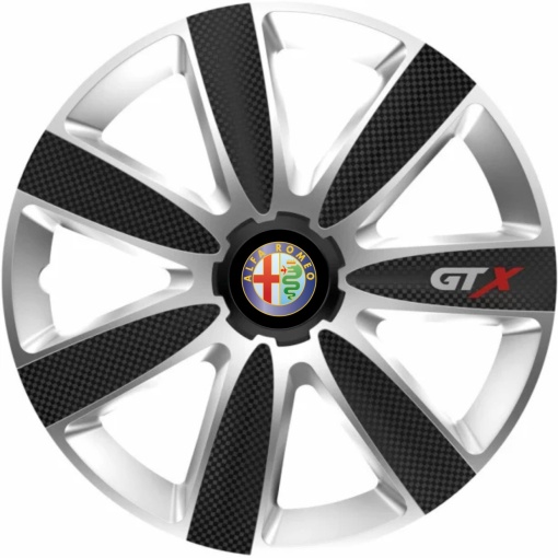 Set 4 Capace Roti GTX Carbon Gri-Negru R15, Compatibil Cu Alfa Romeo