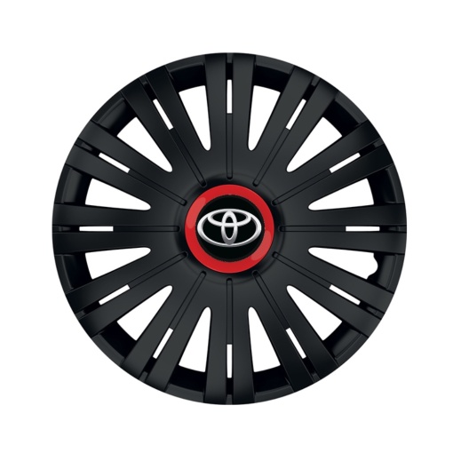 Set 4 capace roti Negre Cu Inel Rosu Active R15 pentru gama auto Toyota