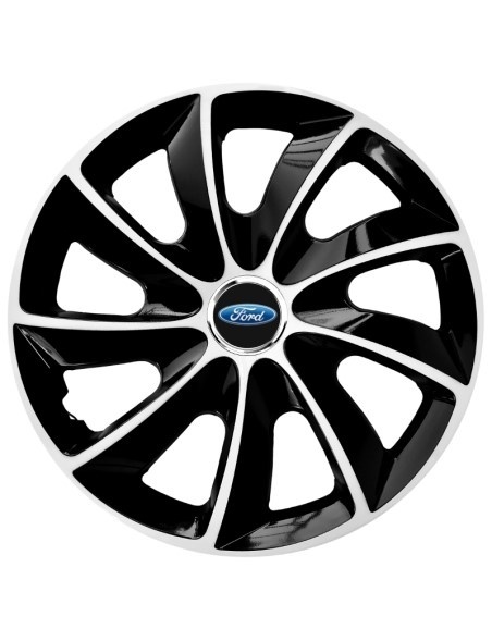 Set 4 Capace Roti Autohelix MSA® potrivite jantelor de 15 inch, pentru Ford, model Stig Extra Black & White