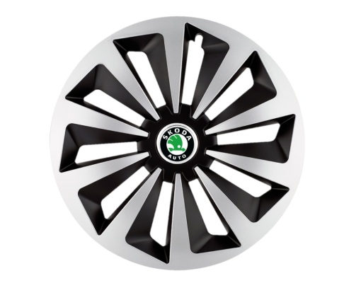 Set 4 capace roti Fox Gri-Negru R15 pentru gama auto Skoda
