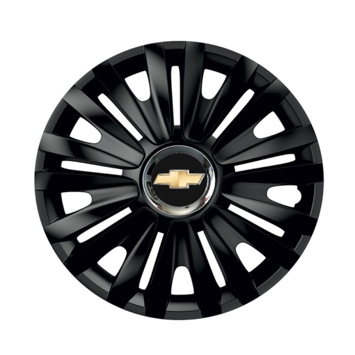 Set 4 capace roti Negre Cu Inel Cromat Royal R16 pentru gama auto Chevrolet
