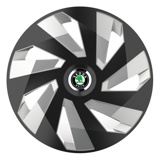 Set 4 Capace Roti, potrivite jantelor de R15, pentru Skoda, model vector black and silver