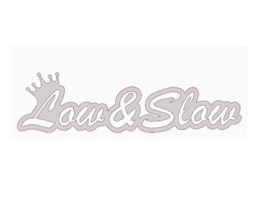 Sticker auto "low and slow" 15x5 cm, alb