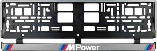 Set 2 bucati, suport numar inmatriculare argintiu MPower