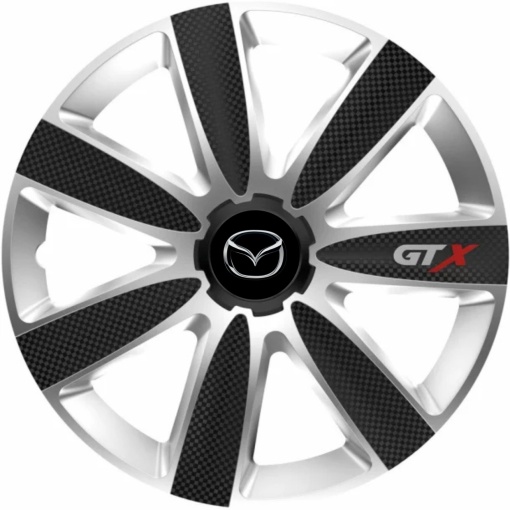 Set 4 Capace Roti GTX Carbon Gri-Negru R15, Compatibil Cu Mazda