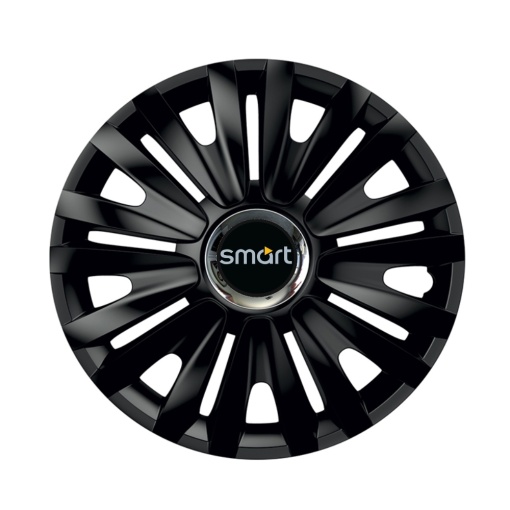 Set 4 capace roti Negre Cu Inel Cromat Royal R15 pentru gama auto Smart