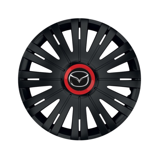 Set 4 capace roti Negre Cu Inel Rosu Active R15 pentru gama auto Mazda