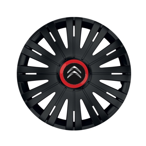 Set 4 capace roti Negre Cu Inel Rosu Active R15 pentru gama auto Citroen