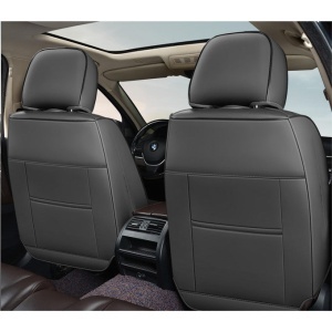 Huse auto premium 5 locuri Carguard Deluxe piele ecologică perforată și textil - negru - alb - Img 4