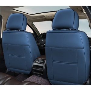 Huse auto premium 5 locuri Carguard Deluxe piele ecologică perforată și textil - negru - albastru închis - Img 4