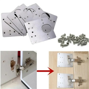 Kit reparatie balama, 2 placute pentru mobila, din otel inoxidabil, 9x9 cm - Img 6