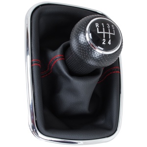 Schimbator de viteze compatibil cu Volkswagen Golf IV BENZINA, cusatura rosie si rama cromata, 23MM